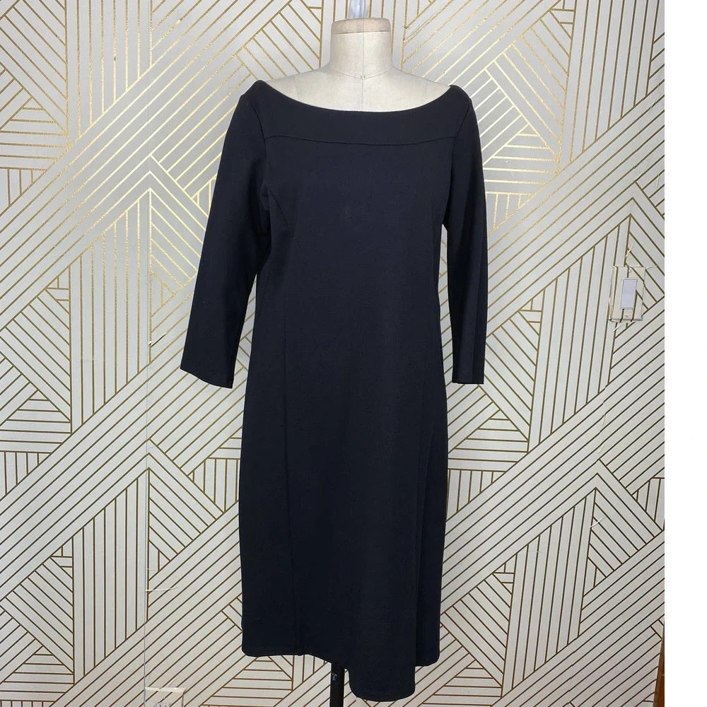 Eileen Fisher‎ Bateau Neck Shift Dress Black